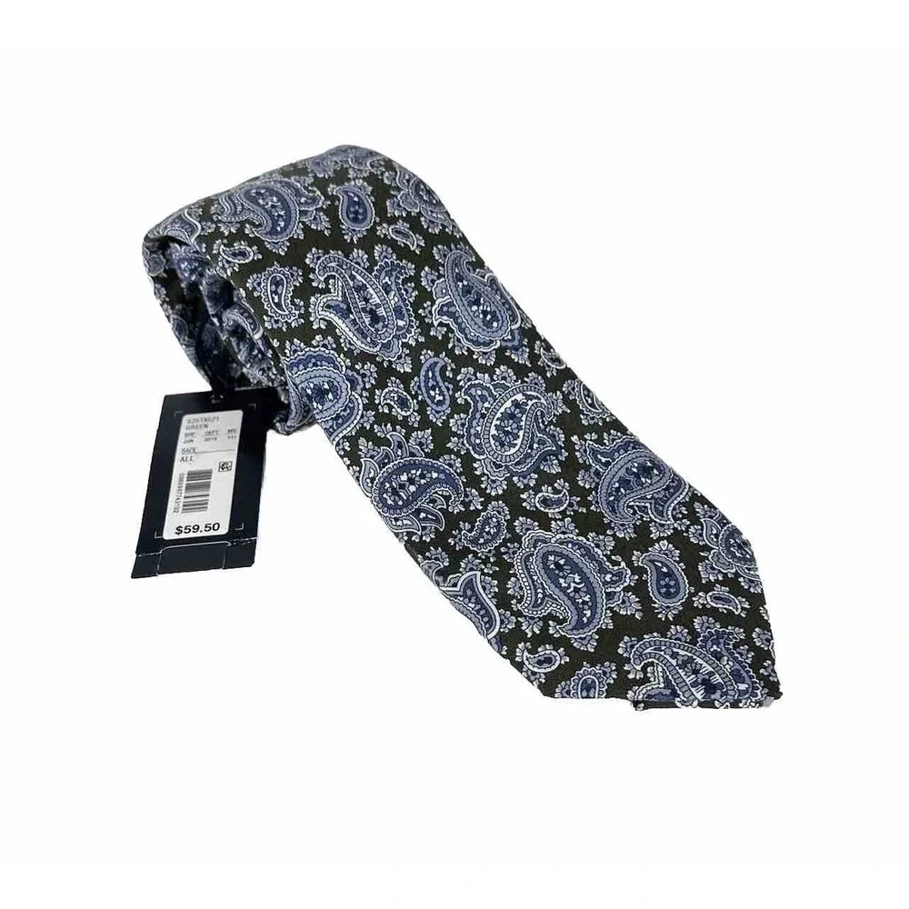Daniel Cremieux Men's Blue Green Paisley 100%‎ Silk Neck Tie Made In Italy NWT